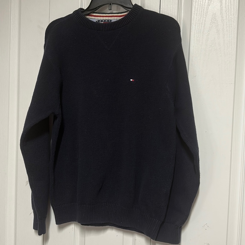 Tommy Hilfiger Navy blue Cotton Crewneck Sweater Size M